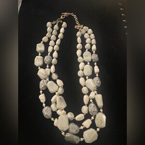 Sugarfix Elegant White and Gray Beaded Necklace